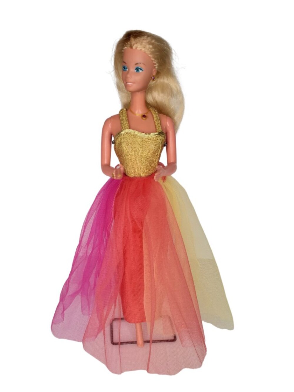 Vintage 1978 Fashion Photo Barbie Doll Rainbow Tulle Dress & Jewelry Set